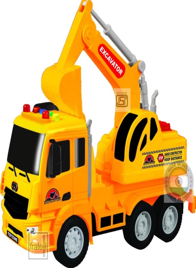 FRATELLI Big Size Exclusive Toys for Kids|Boys|Girls with Lights and Music (Excavator Truck, Friction Power Toy Trucks) Red - Image 1